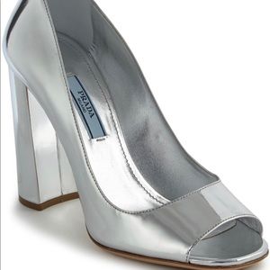 NYE 2020! PRADA Metallic Silver Pumps